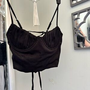 TigerMist Black Pleated Bustier Top size S